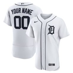 Custom Detroit Tigers White Home Game Jersey - All Stitched