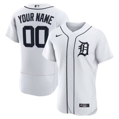 Custom Detroit Tigers White Home Game Jersey - All Stitched