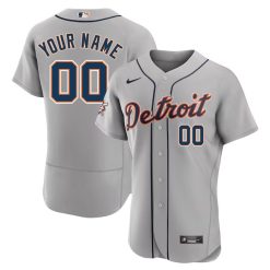 Custom Detroit Tigers Grey Away Game Jersey - All Stitched