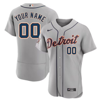 Custom Detroit Tigers Grey Away Game Jersey - All Stitched
