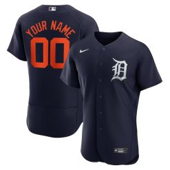 Custom Detroit Tigers Navy Alternate Game Jersey - All Stitched