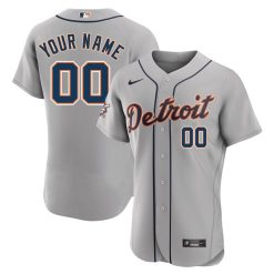 Custom Detroit Tigers Grey Away Elite Jersey - All Stitched