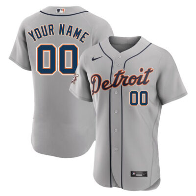 Custom Detroit Tigers Grey Away Elite Jersey - All Stitched