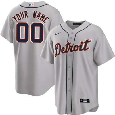 Custom Detroit Tigers Grey Away Jersey - All Stitched