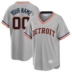 Custom Detroit Tigers Grey Cooperstown Throwback Jersey - All Stitched