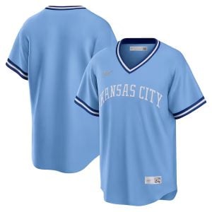 Kansas City Royals Blank Light Blue Cooperstown Throwback Jersey - All Stitched