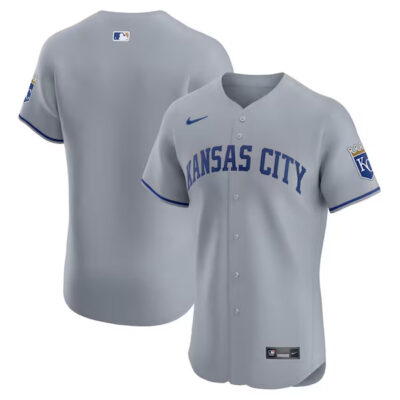 Kansas City Royals Blank Grey Away Elite Jersey - All Stitched