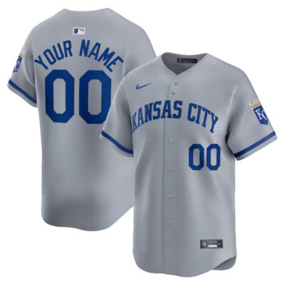 Custom Kansas City Royals Grey Away Limited Jersey - All Stitched