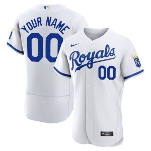 Custom Kansas City Royals White Home Game Jersey - All Stitched