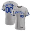 Custom Kansas City Royals Grey Away Game Jersey - All Stitched