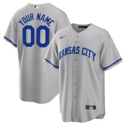 Custom Kansas City Royals Grey Away Jersey - All Stitched