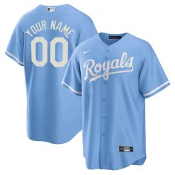 Custom Kansas City Royals Light Blue Alternate Jersey - All Stitched