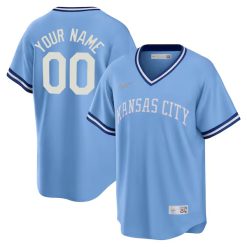 Custom Kansas City Royals Light Blue Cooperstown Throwback Jersey - All Stitched