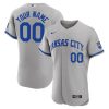 Custom Kansas City Royals Grey Away Elite Jersey - All Stitched
