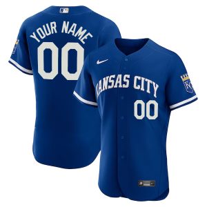 Custom Kansas City Royals Royal Blue Alternate Elite Jersey - All Stitched