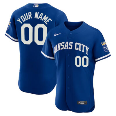 Custom Kansas City Royals Royal Blue Alternate Elite Jersey - All Stitched