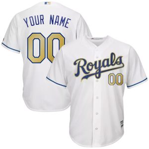 Custom Kansas City Royals 2015 World Series Gold Program Jersey - All Stitched