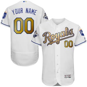 Custom Kansas City Royals World Series Champions Gold Trim Jersey - All Stitched