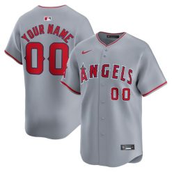Custom Los Angeles Angels Grey Away Limited Jersey - All Stitched