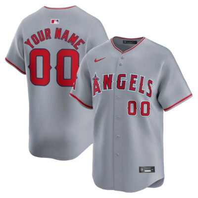 Custom Los Angeles Angels Grey Away Limited Jersey - All Stitched