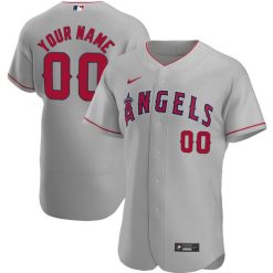 Custom Los Angeles Angels Grey Away Game Jersey - All Stitched