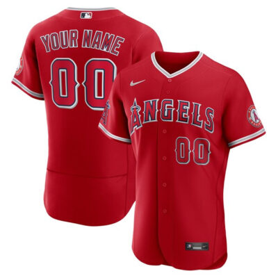 Custom Los Angeles Angels Red Alternate Game Jersey - All Stitched
