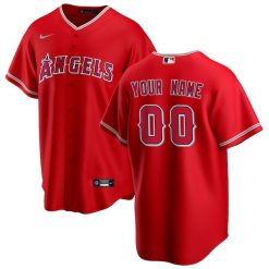 Custom Los Angeles Angels Red Alternate Jersey - All Stitched