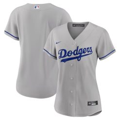 Alternative view of Los Angeles Dodgers Blank Grey Road Jersey - All Stitched