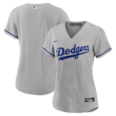 Alternative view of Los Angeles Dodgers Blank Grey Road Jersey - All Stitched