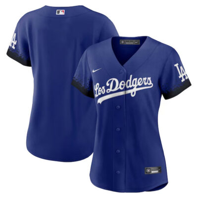 Alternative view of Los Angeles Dodgers Blank Royal City Connect Jersey - All Stitched