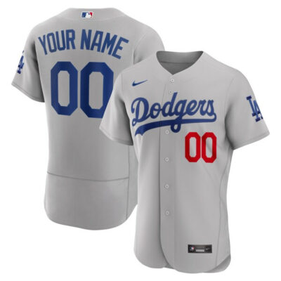 Custom Los Angeles Dodgers Grey Road Game Jersey - All Stitched