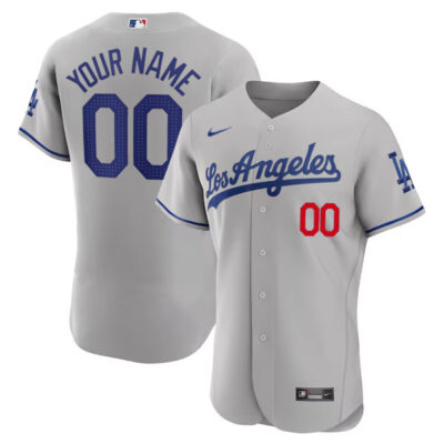Custom Los Angeles Dodgers Grey Away Elite Jersey - All Stitched