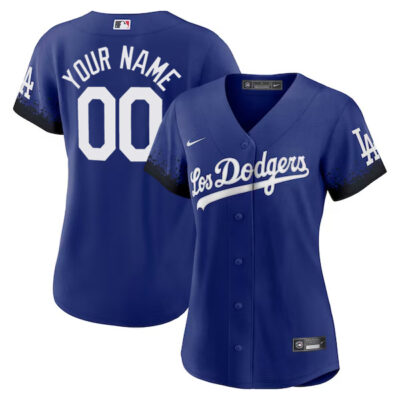 Alternative view of Custom Los Angeles Dodgers Royal Blue City Connect Jersey - All Stitched