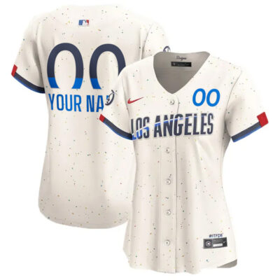 Alternative view of Custom Los Angeles Dodgers Cream City Connect Limited Jersey - All Stitched