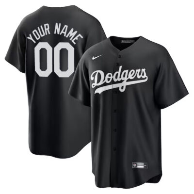 Custom Los Angeles Dodgers Black White Fashion Jersey - All Stitched