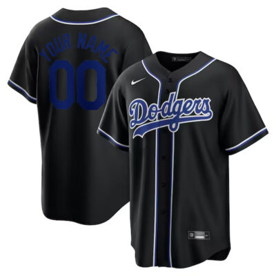 Custom Los Angeles Dodgers Black and Blue Jersey - All Stitched