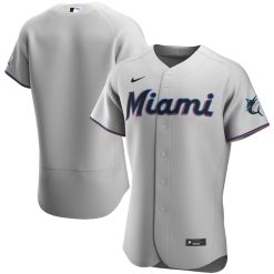 Miami Marlins Blank Grey Road Game Jersey - All Stitched
