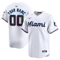 Custom Miami Marlins White Home Limited Jersey - All Stitched