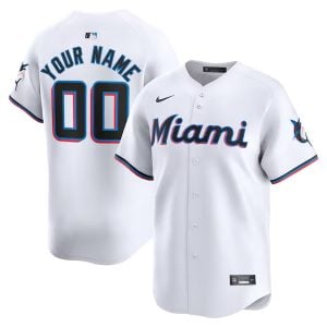 Custom Miami Marlins White Home Limited Jersey - All Stitched