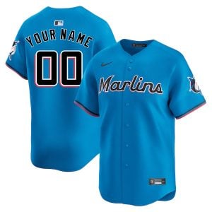 Custom Miami Marlins Blue Alternate Limited Jersey - All Stitched