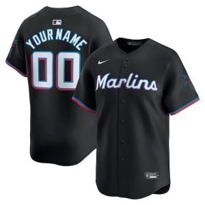 Custom Miami Marlins Black Alternate Limited Jersey - All Stitched
