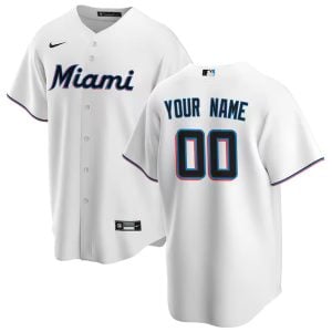 Custom Miami Marlins White Home Jersey - All Stitched