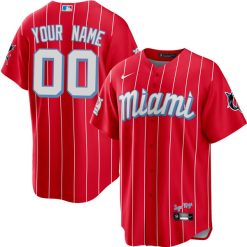 Custom Miami Marlins Red City Connect Jersey - All Stitched