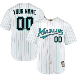 Custom Florida Marlins White Throwback Jersey - All Stitched
