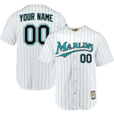 Custom Florida Marlins White Throwback Jersey - All Stitched