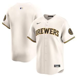 Milwaukee Brewers Blank Cream Home Limited Jersey - All Stitched