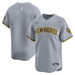 Milwaukee Brewers Blank Grey Away Limited Jersey - All Stitched