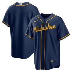 Milwaukee Brewers Blank Navy Alternate Jersey - All Stitched