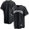 Milwaukee Brewers Blank Black White Jersey - All Stitched