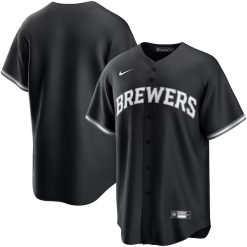 Milwaukee Brewers Blank Black White Jersey - All Stitched